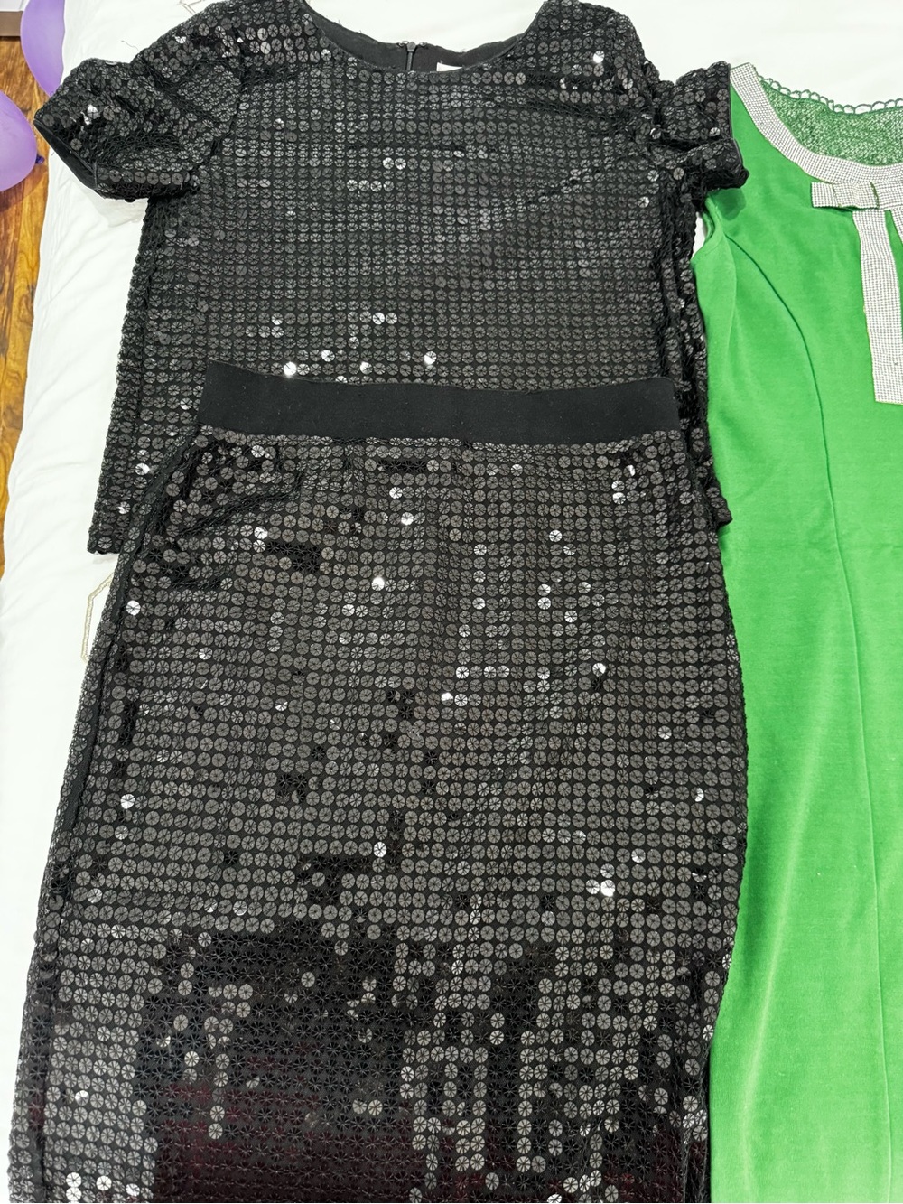 Fox Black Sequin Midi Skirt